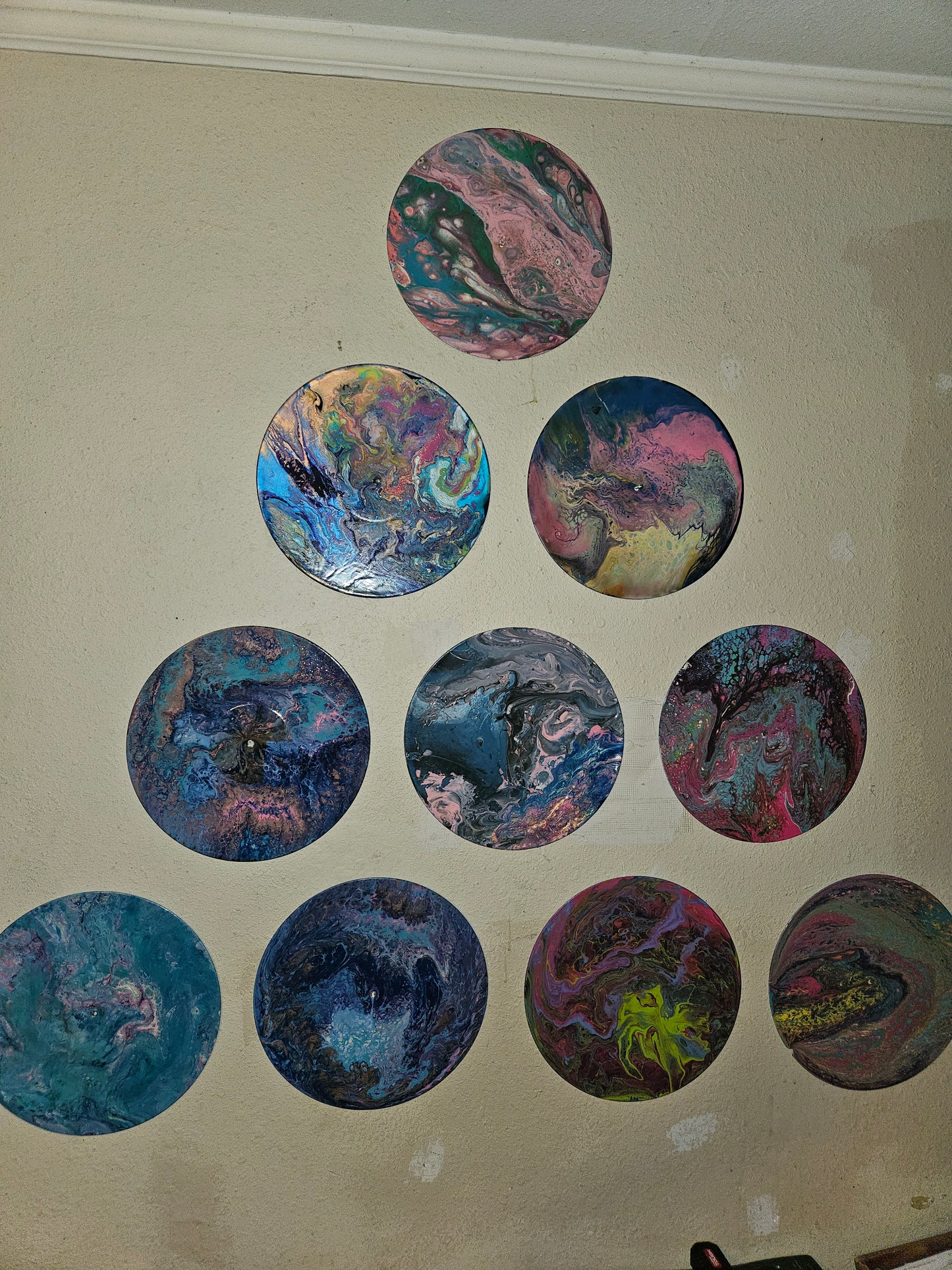 Acrylic Pour Paintings on LP Records